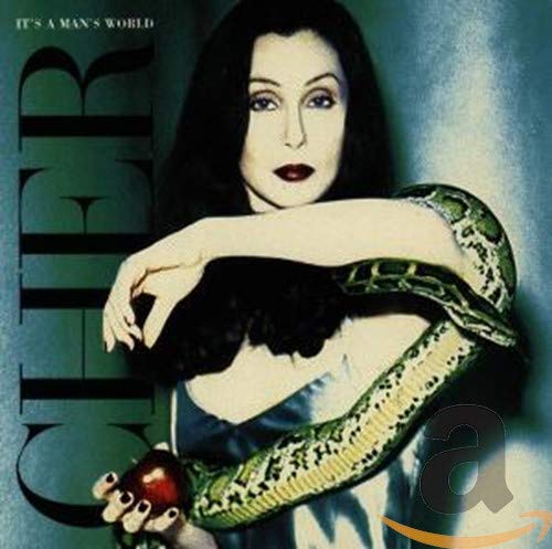 Cher album cover: portrait with snake and red apple.