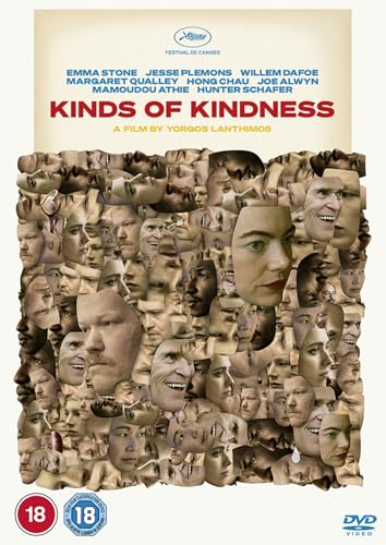 DVD cover for "Kinds of Kindness" featuring a collage of faces.