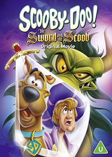 Scooby-Doo and Shaggy inside a sword blade with a green monster in the background.