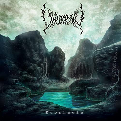 Dark landscape with mountains, water, and the band name "Ecophagia" above.