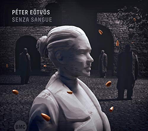 CD cover: stone bust with figures and falling objects.
