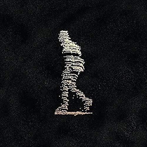 Dark album cover with a textured, gold-toned silhouette of a running figure.