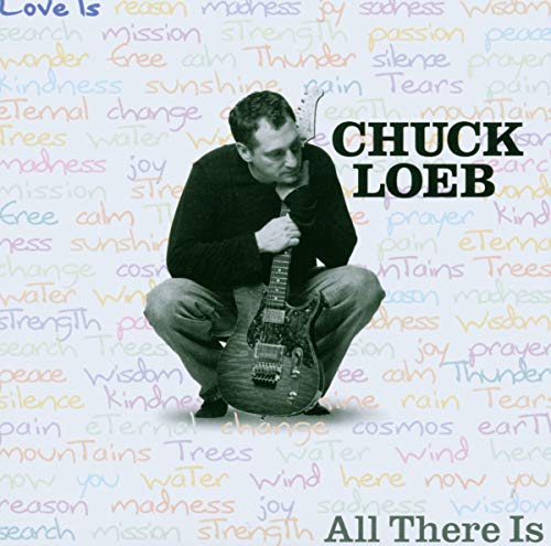 Chuck Loeb album cover: guitarist squatting amidst a word cloud.