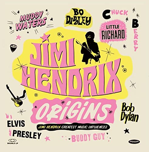 Jimi Hendrix āOriginsā vinyl cover featuring portraits and musical instruments.