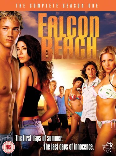 DVD cover for "Falcon Beach" featuring a group of young adults on a beach.