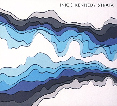 CD cover for Inigo Kennedy’s “Strata” featuring layered blue and gray abstract art.
