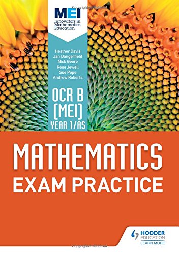 Mathematics exam practice book cover with a sunflower background.