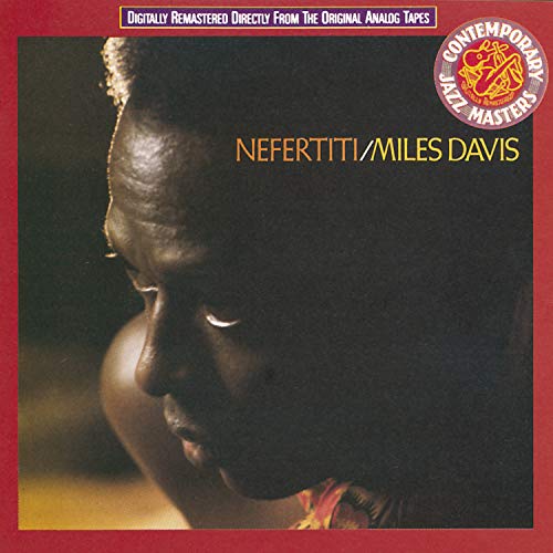 CD cover of Miles Davis’ “Nefertiti” featuring a portrait of Davis.