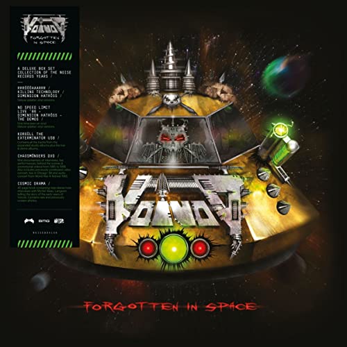 Voivod “Forgotten in Space” vinyl box set cover art, sci-fi spaceship.