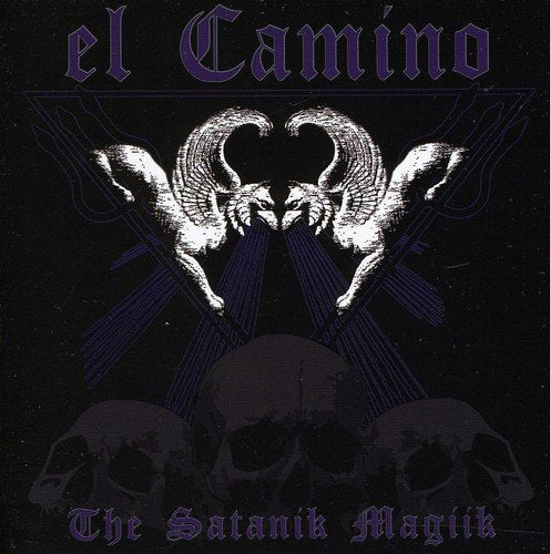Black album cover with demonic imagery, skulls, and the text “The Satanik Magiiik”.