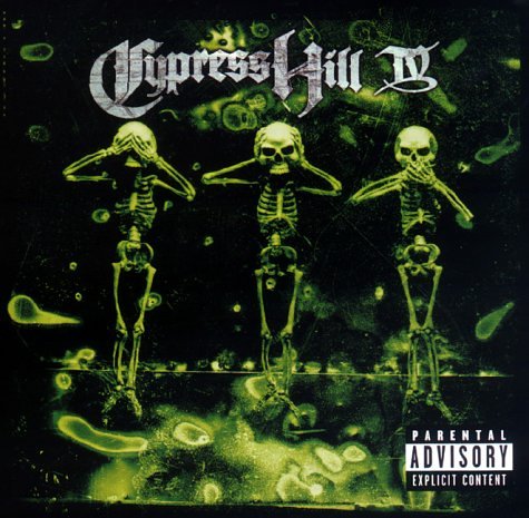 Cypress Hill IV album cover: three skeletons covering eyes, mouth.