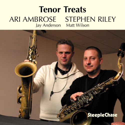CD cover featuring two men with tenor saxophones, titled "Tenor Treats".