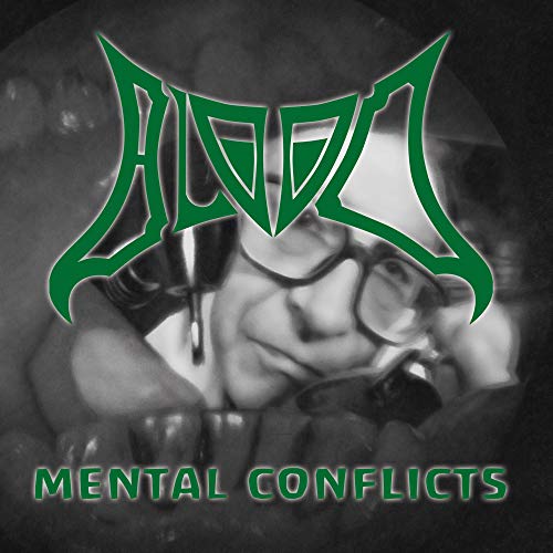 CD cover: black and white portrait with green, distorted logo and text.