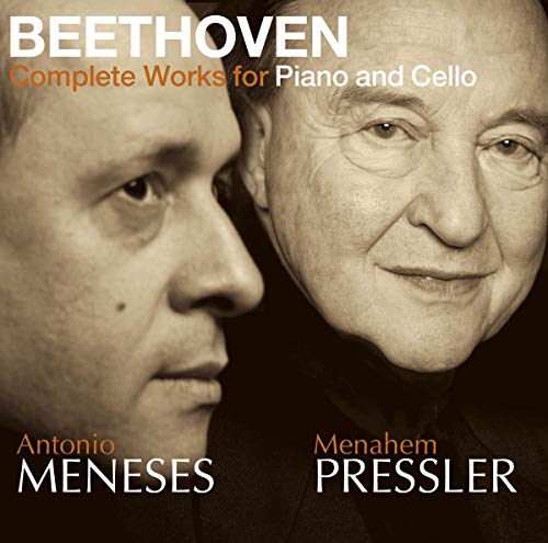 CD cover featuring portraits of Antonio Meneses and Menahem Pressler.