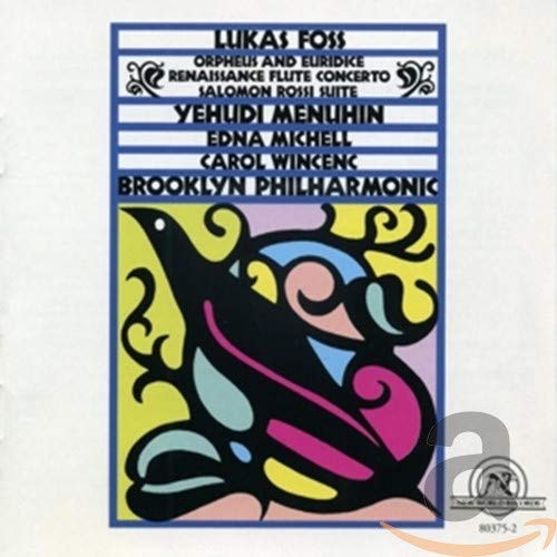 CD cover for Lukas Foss’s Renaissance Flute Concerto with abstract bird art.