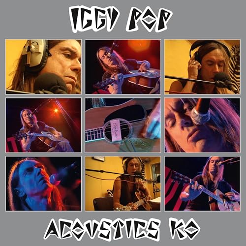 Iggy Pop album cover, "Acoustics KO", featuring nine portrait images.