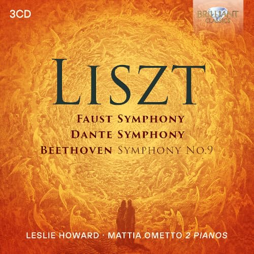 CD cover for Liszt’s Faust and Dante Symphonies, with figures in orange tones.