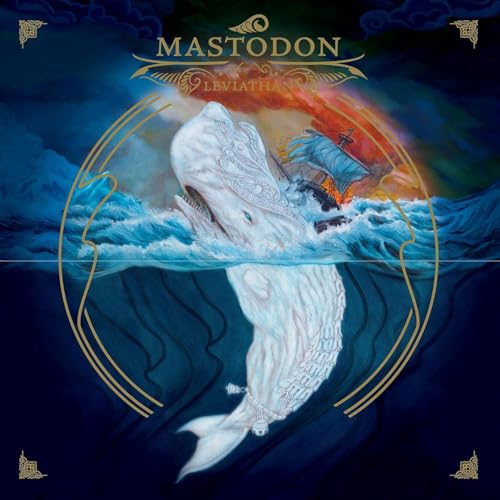 Album cover: a white whale breaches stormy seas with a ship.