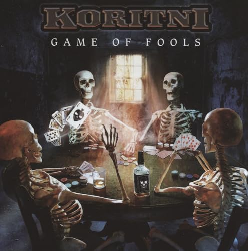 Skeletons playing cards around a table, album cover for "Game of Fools".