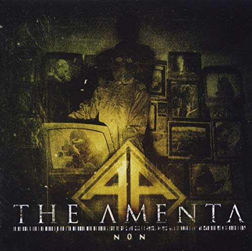 Dark album cover featuring a figure surrounded by framed portraits and a large "A".