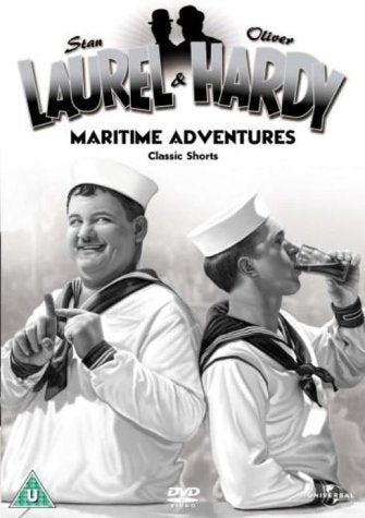 Laurel & Hardy DVD cover featuring the duo in sailor uniforms.