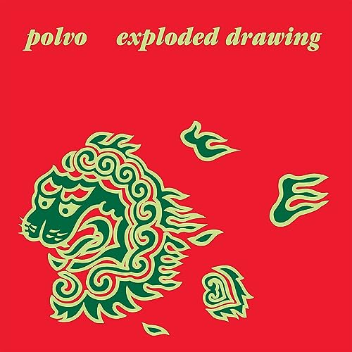 Red album cover with a green and gold lion illustration and flames.