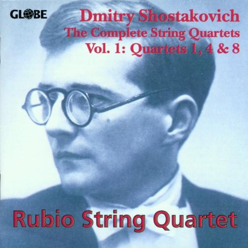 CD cover featuring a portrait of composer Dmitry Shostakovich in glasses.
