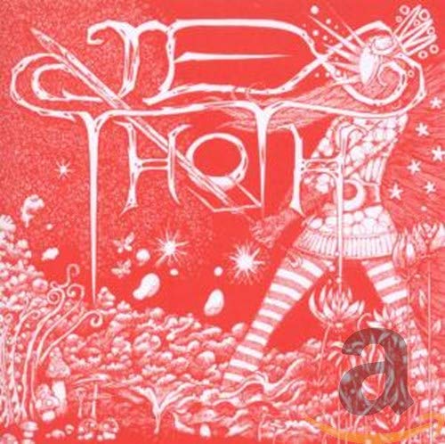Red album cover with white, swirling calligraphy and a stylized figure.