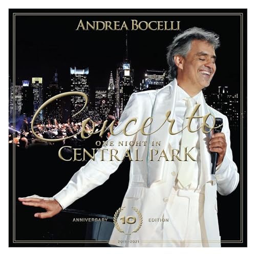 Andrea Bocelli CD cover featuring the singer with a New York City skyline.