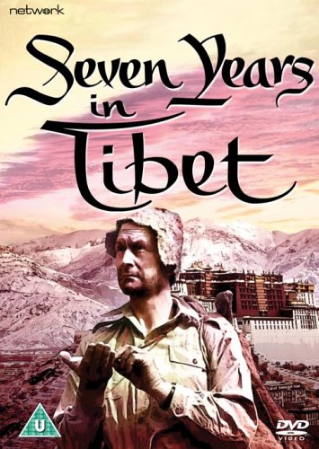 Seven Years in Tibet" DVD cover featuring Brad Pitt in mountainous landscape.