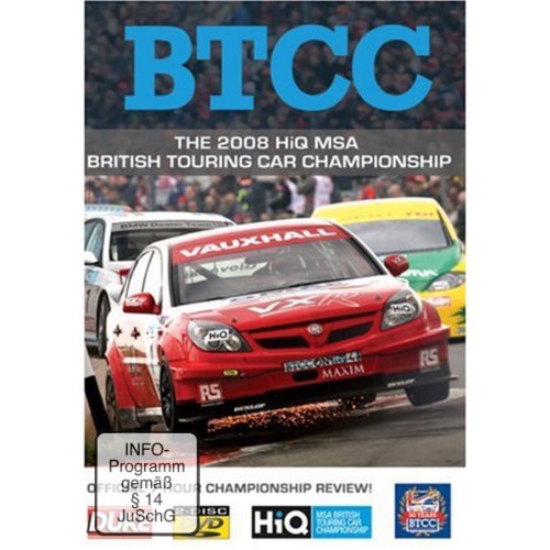 DVD cover for 2008 British Touring Car Championship review, red race car featured.