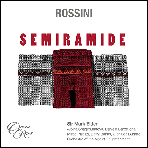 CD cover for Rossini’s *Semiramide*, featuring a stylized architectural image.