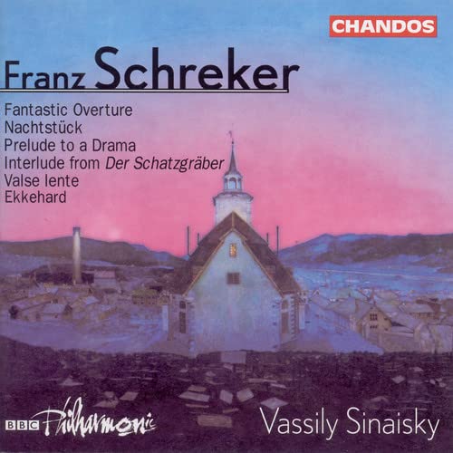 CD cover for Franz Schreker orchestral works, featuring a church tower.