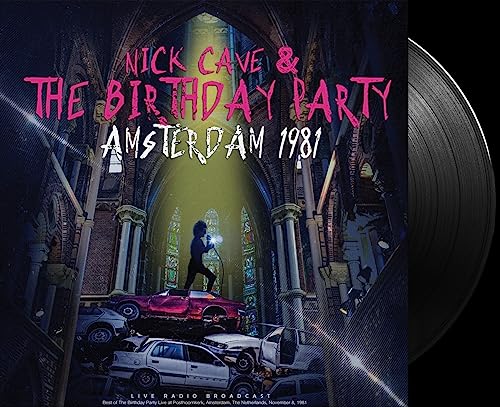 Nick Cave & The Birthday Party album cover with cars and architecture.