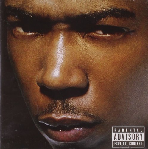 Close-up of Ja Rule's face on the "R.U.L.E" CD cover, with a warning label.