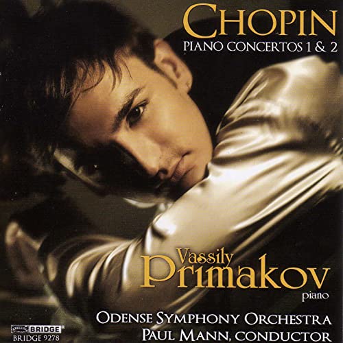 CD cover featuring pianist Vassily Primakov and text “CHOPIN: PIANO CONCERTOS.”