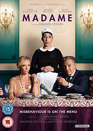 DVD cover for "Madame" featuring three people at a dining table.