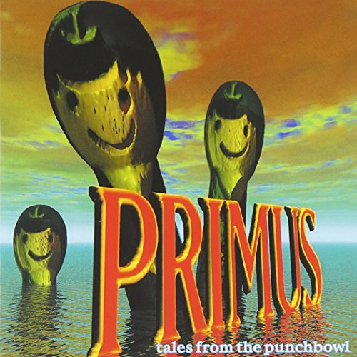 Primus album cover: three smiling, tall, fish-headed figures in water.