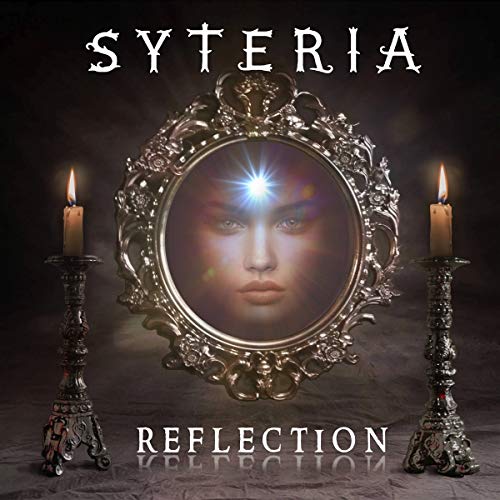 CD cover: ornate mirror reflecting a face with candles on either side.