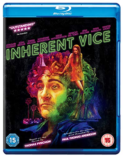 Inherent Vice" Blu-ray cover featuring Joaquin Phoenix and a woman in orange.