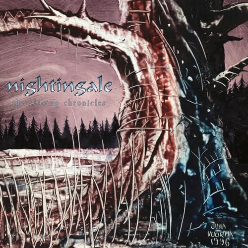 Album cover for Nightingale's "The Closing Chronicles" with a tree and forest.