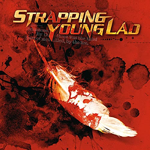 Strapping Young Lad “Syl” vinyl album cover with a feather and red splatter.