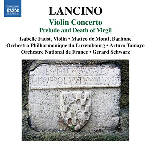 CD cover for Lancino’s Violin Concerto featuring a stone inscription.