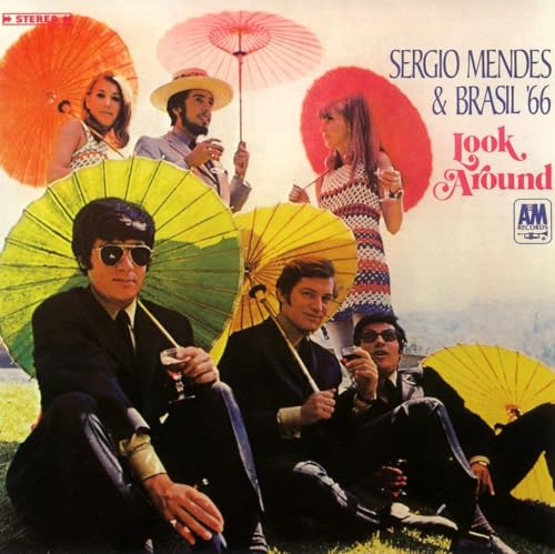 Album cover for Sérgio Mendes & Brasil 66’s “Look Around” with people and umbrellas.