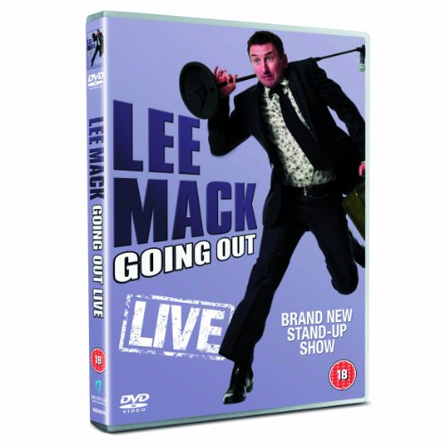 DVD cover for Lee Mackās āGoing Out Liveā comedy show, featuring Mack with a mop.