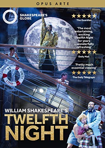 DVD cover for Shakespeare’s “Twelfth Night” featuring a stage performance scene.