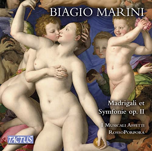 CD cover featuring Renaissance painting of figures and text: "Biagio Marini.
