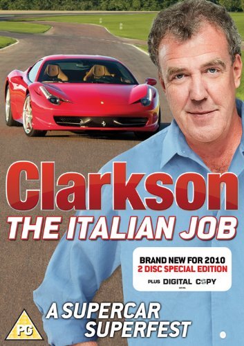 Jeremy Clarkson on a DVD cover with a red Ferrari on a race track.