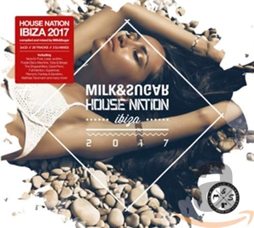 CD cover: woman reclining on pebbles with geometric design and text.