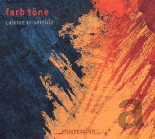 CD cover for Calmus Ensemble, featuring abstract orange and blue brushstrokes.